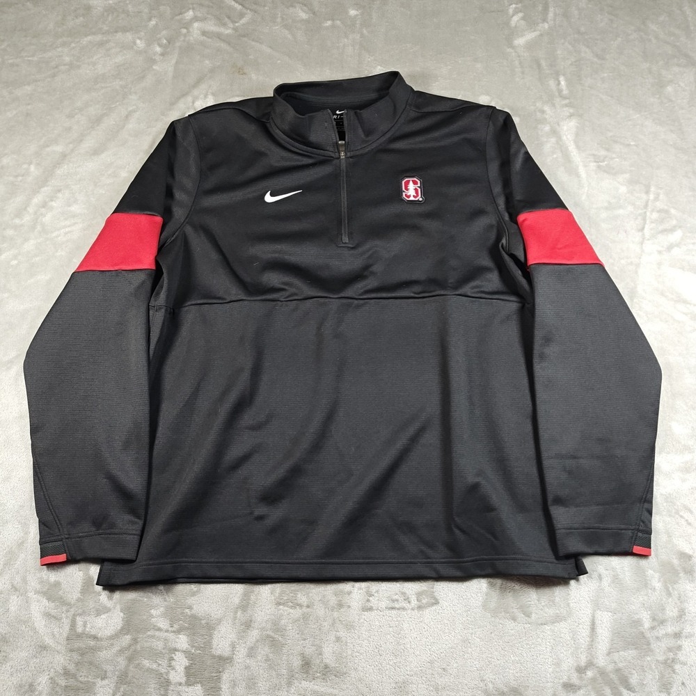 Stanford Sweatshirt Mens Large Nike Quarter Zip Performance Striped Cardinal